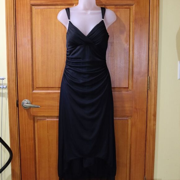Dress Barn Y2K Black Formal Homecoming Prom Vintage Slim Dress Whimsy Goth LG - Picture 15 of 15